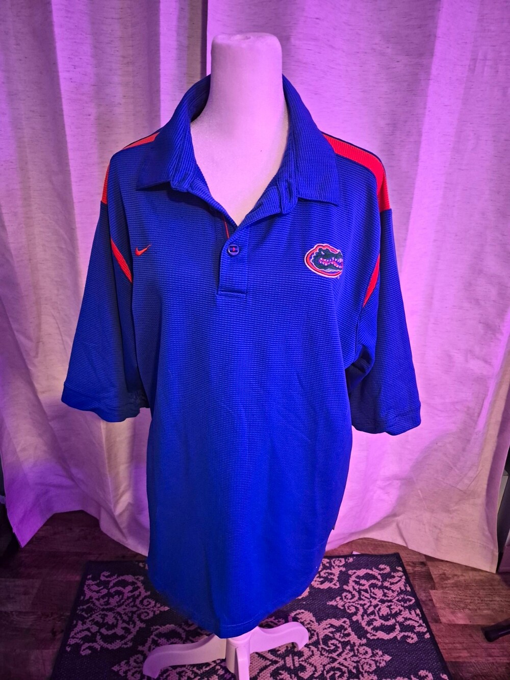Nike Team Florida Gators Dri-Fit Blue Orange Short Sleeve Polo Shirt L
